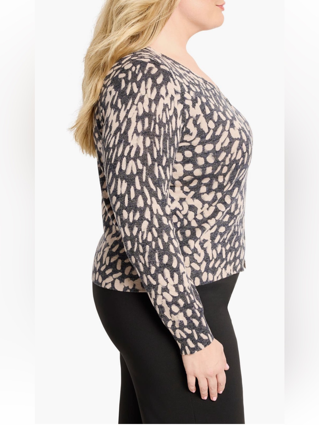 Nic+Zoe Black And Beige V-Neck Button Cardigan Size 3x Nwt — image 4 of 8